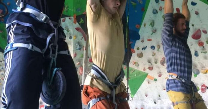 Rock climbers at Rocktopia